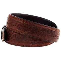 Vogt Silversmiths Oiled Bison Floral Belt -Western Cowboy Supplies 041 084 2