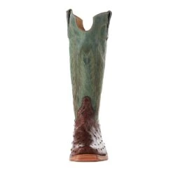 Rios Of Mercedes Men's Ride Ready Kango Tobac Full Quill Ostrich 15in. Jade Made Dog Top Boot -Western Cowboy Supplies 106510 2