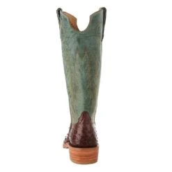 Rios Of Mercedes Men's Ride Ready Kango Tobac Full Quill Ostrich 15in. Jade Made Dog Top Boot -Western Cowboy Supplies 106510 4