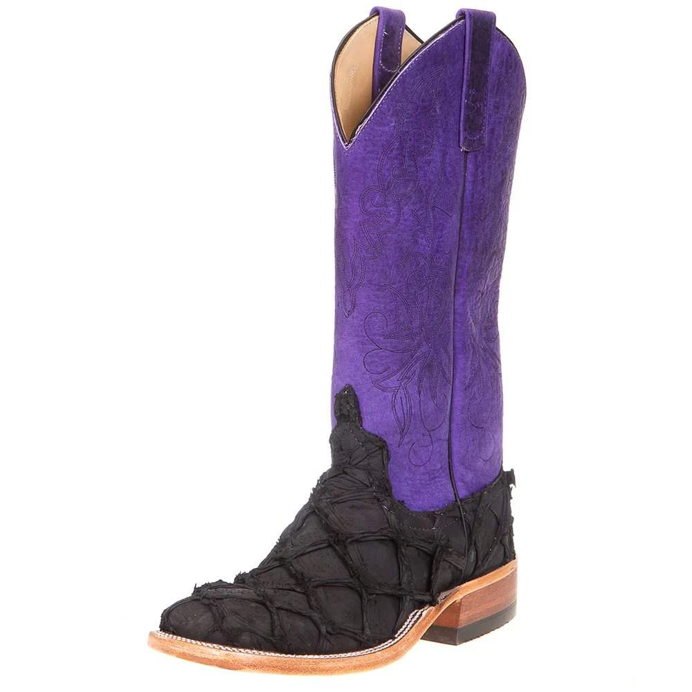 Women`s Matte Black Bass With 13in. Purple Top Boot 3 Women`s Matte Black Bass With 13in. Purple Top Boot