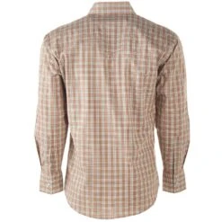 Wrangler Men's Wrinkle Resist Brown Plaid Snap Shirt -Western Cowboy Supplies 112317087 3
