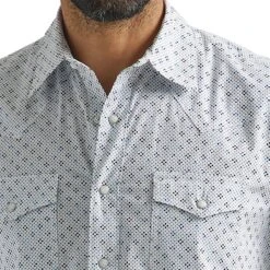 Wrangler Men's 20X Competition Advanced Comfort Snap Shirt -Western Cowboy Supplies 112324830 ALT2 2020X 20White 20Blue 20Print