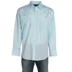 Wrangler Mens Blue Poly/Cotton Sports Western Snap 75222BL