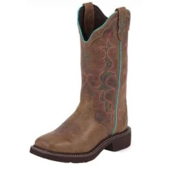 Justin Boot Company Women's Tan Jaguar 2in Diamond Jaguar Top Cowgirl Boots