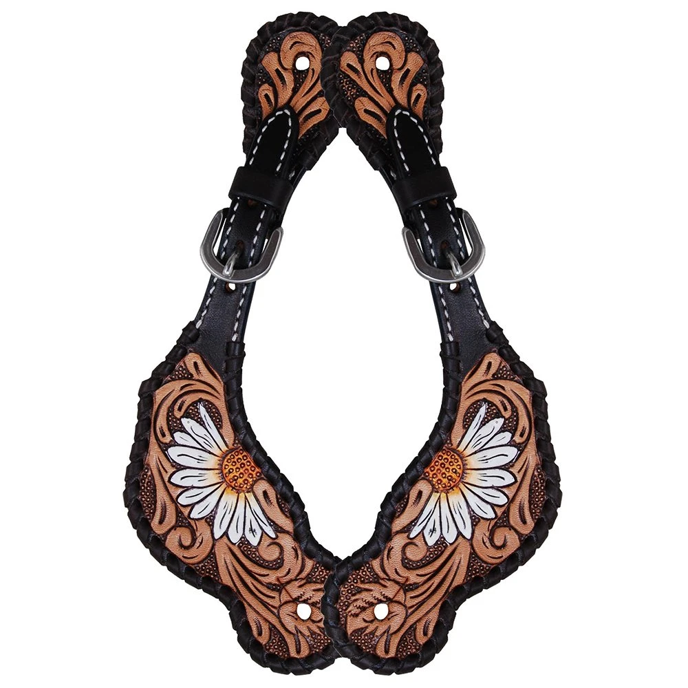 Rafter T Ranch Company Ladies Painted Daisy Spur Straps 3 Rafter T Ranch Company Ladies Painted Daisy Spur Straps