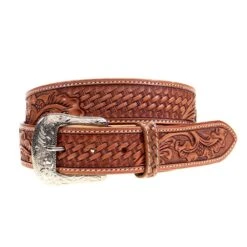 Western Fashion Basket And Floral Tooled Belt