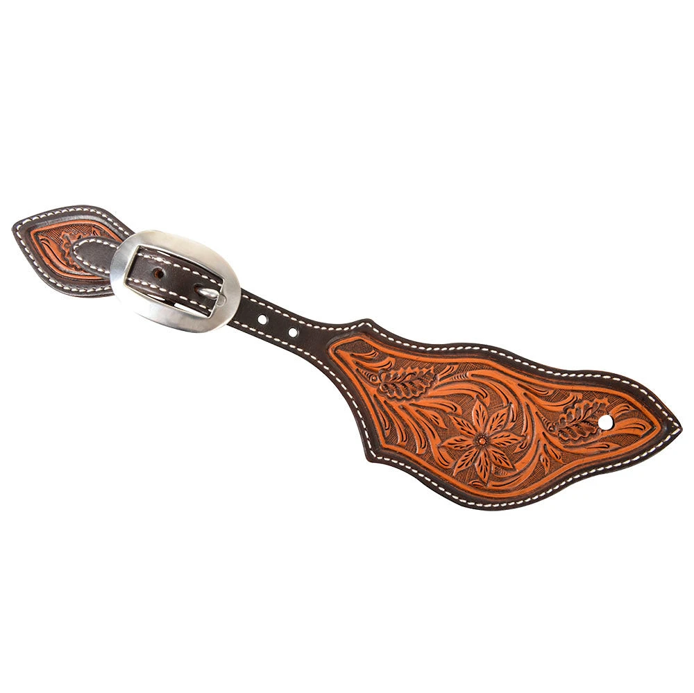 Martin Saddlery Natural Skirting Leather Floral Tooled Spur Straps W/Dyed Edges 3 Martin Saddlery Natural Skirting Leather Floral Tooled Spur Straps W/Dyed Edges
