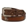 Men's Floral Belt With Cross Concho -Western Cowboy Supplies 139008 default l