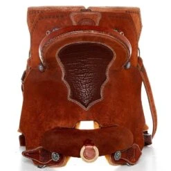 Nrs Competitors NRS Competitor Series Chestnut Rough Out Team Roper Saddle With Inlaid Red Bullhide Seat -Western Cowboy Supplies 1411841C 3