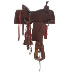 Nrs Competitors Chocolate Roughout Shark Inlaid Seat Team Roping Saddle -Western Cowboy Supplies 1412176RW 3