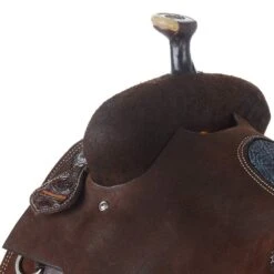 Nrs Competitors Chocolate Roughout Shark Inlaid Seat Team Roping Saddle -Western Cowboy Supplies 1412176RW 4