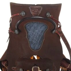 Nrs Competitors Chocolate Roughout Shark Inlaid Seat Team Roping Saddle -Western Cowboy Supplies 1412176RW 5
