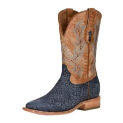 Corral Men's Corral Blue Sanded Alligator 13in. Sand Embroidered Top Square Toe Boot