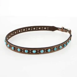 M+F Medium Brown Turquoise Hat Band Hat Accessories
