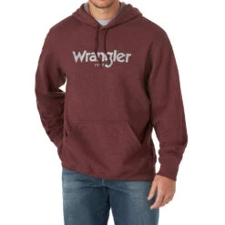 Wrangler Men's Burgundy Logo Hooded Sweatshirt