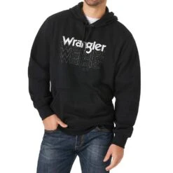 Wrangler Men's Black Logo Hooded Sweatshirt
