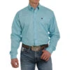 Cinch Men's Light Blue Print Long Sleeve Buttondown With Stretch -Western Cowboy Supplies 150575 default l