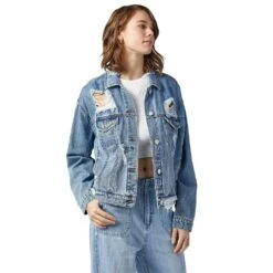 Risen Jeans Women's Heavy Distressed Oversized Jacket