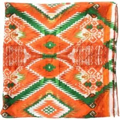 Wyoming Traders Men's Aztec Orange And Green Wild Rag Scarf