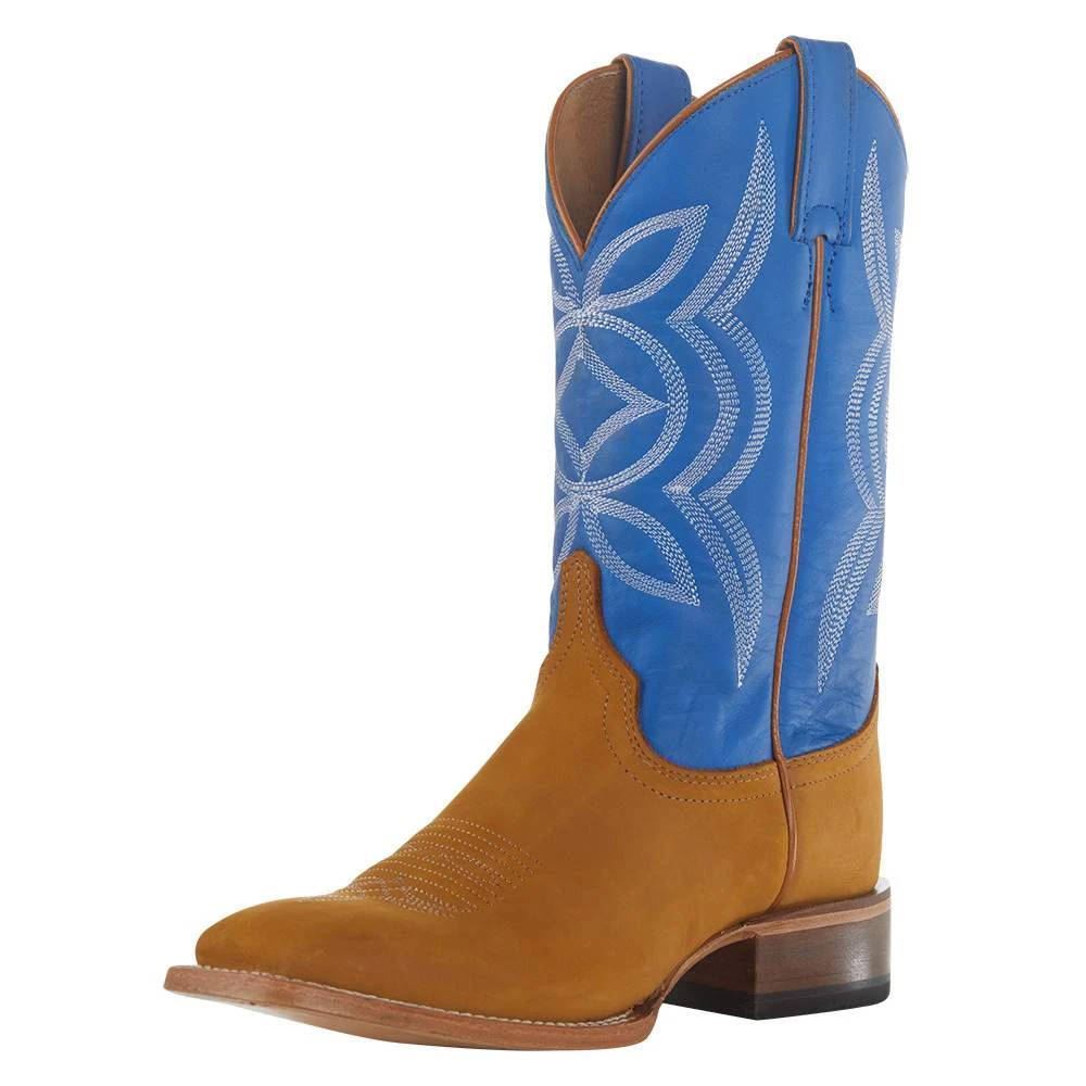 Justin Boots Women's Hayes Tan 11` Blue Square Toe Boot 3 Justin Boots Women's Hayes Tan 11` Blue Square Toe Boot