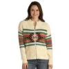 Panhandle Women's Cream Zip Up Aztec Sweater -Western Cowboy Supplies 154113 default l