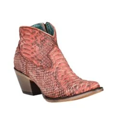 Corral Womens Coral Python Side Zip Snip Toe Bootie