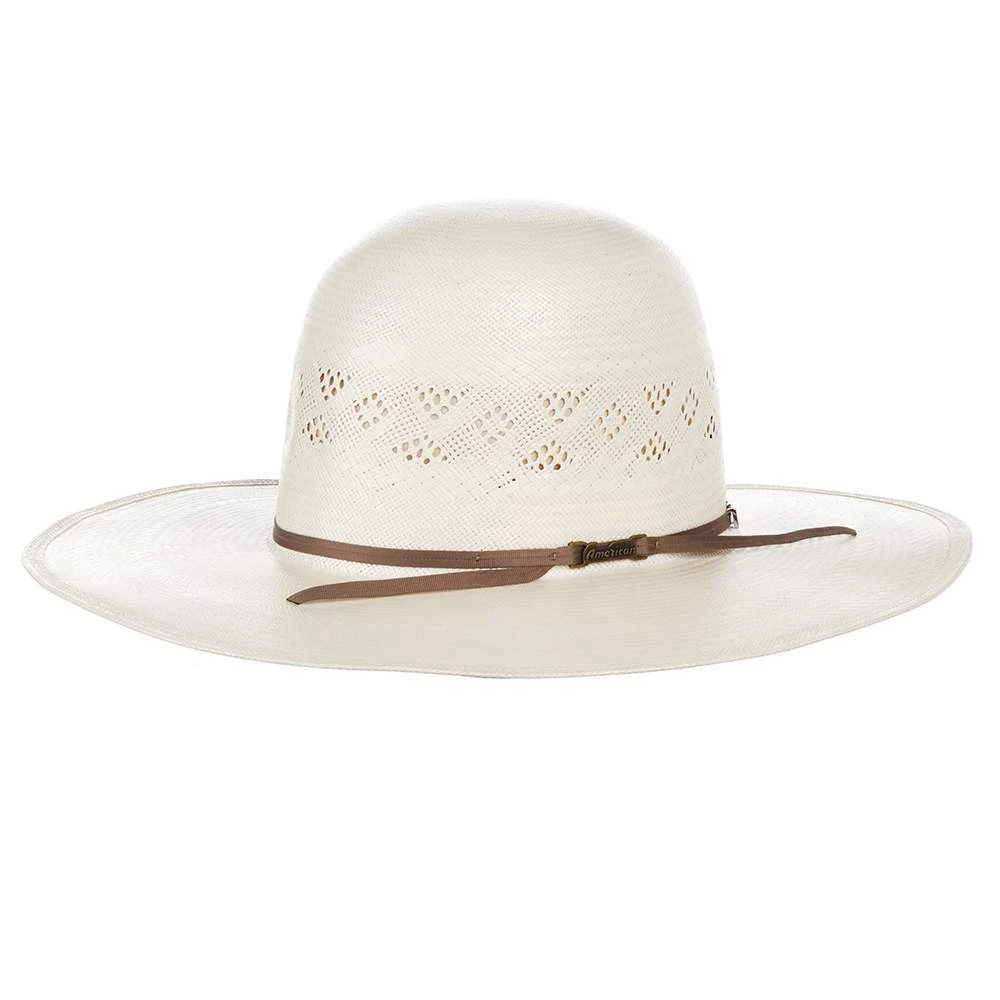 American Hats AHC 8500 Fancy Vent Solid Weave Ivory 4 1/4in. Brim Round Oval Open Crown Cowboy Hat 3 American Hats AHC 8500 Fancy Vent Solid Weave Ivory 4 1/4in. Brim Round Oval Open Crown Cowboy Hat