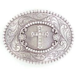 M&F Silver Cross Oval Buckle