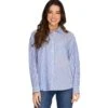 She & Sky Women's Long Sleeve Multi Blue Stripped Woven Oversized Shirt -Western Cowboy Supplies 161042 default l