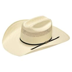 NRS 20X Single Row Vent Ivory Shantung 4 1/4 Inch Brim Precreased Straw Cowboy Hat
