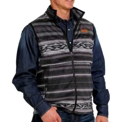 Cinch Men's Polar Fleece Zip Up Black Vest