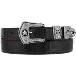Tony Lama Men's Black Croc Print Western Belt