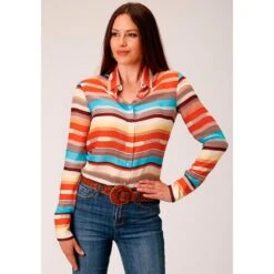 Stetson Womens Sunset Serape Long Sleeve Blouse