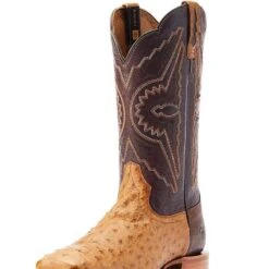 Ariat Mens Broncy Antique Saddle FQ Ostrich 12 In Top Cowboy Boot