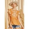 Andrée Andree By Unit Womens Marigold Embroidered Top -Western Cowboy Supplies 165466 default l