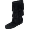 Minnetonka Women's Black 3 Layer Fringe Boots