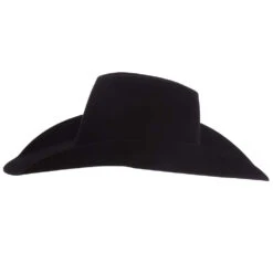 American Hats 20X Black Self Band Open Crown 5in. Brim Felt Cowboy Hat -Western Cowboy Supplies 20XBLK55 3