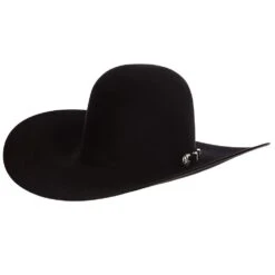 American Hats 20X Black Self Band Open Crown 5in. Brim Felt Cowboy Hat -Western Cowboy Supplies 20XBLKS5 1