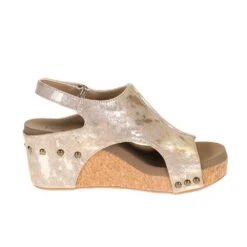 Corkys Footwear Womens Corkys Carley Taupe Metallic Wedge Sandal -Western Cowboy Supplies 30 5316 TUME 4