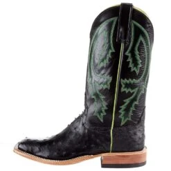 Rios Of Mercedes Men's Anderson Bean Black Full Quill Ostrich 13in. Black Kidskin Top Square Toe Boots -Western Cowboy Supplies 332395 3