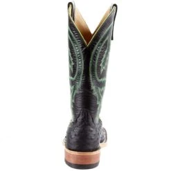 Rios Of Mercedes Men's Anderson Bean Black Full Quill Ostrich 13in. Black Kidskin Top Square Toe Boots -Western Cowboy Supplies 332395 4