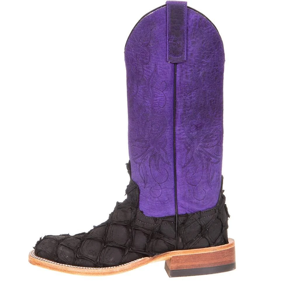 Women`s Matte Black Bass With 13in. Purple Top Boot 5 Women`s Matte Black Bass With 13in. Purple Top Boot - Image 3