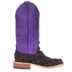 Women`s Matte Black Bass With 13in. Purple Top Boot 11 Women`s Matte Black Bass With 13in. Purple Top Boot -Western Cowboy Supplies 4128M 41