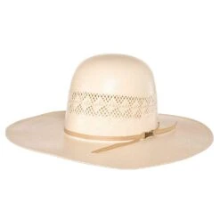 American Hats Solid Ivory And Tan Line Vent 4 1/4` Brim Champagne Band Straw Hat -Western Cowboy Supplies 6800S2CCHAMP42 41