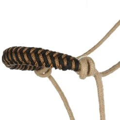 Mustang Jute Rope Halter W/ Color Noseband -Western Cowboy Supplies 8118 BLACK TAN 1