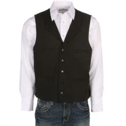 Wyoming Traders Men's Black Buffalo Leather Vest