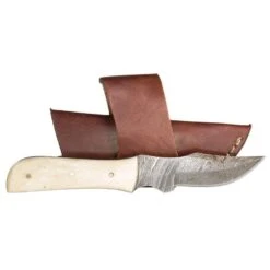 Western Fashion Damascus Mini Bone Handle Knife W/Sheath