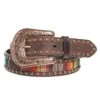 Ladies 1.5in. Serape Brown Leather Belt With Copper Studs -Western Cowboy Supplies 98120 default l