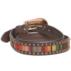 Ladies 1.5in. Serape Brown Leather Belt With Copper Studs -Western Cowboy Supplies A1526097 2