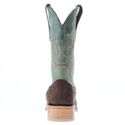 Corral Men`s Brown Ostrich Leg 12` Green Embroidery Top Sq Toe Boot -Western Cowboy Supplies A4293 04